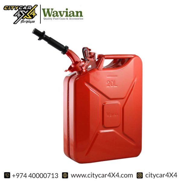 WAVIAN 20 Liter Steel Jerry Can With Holder - (Red)