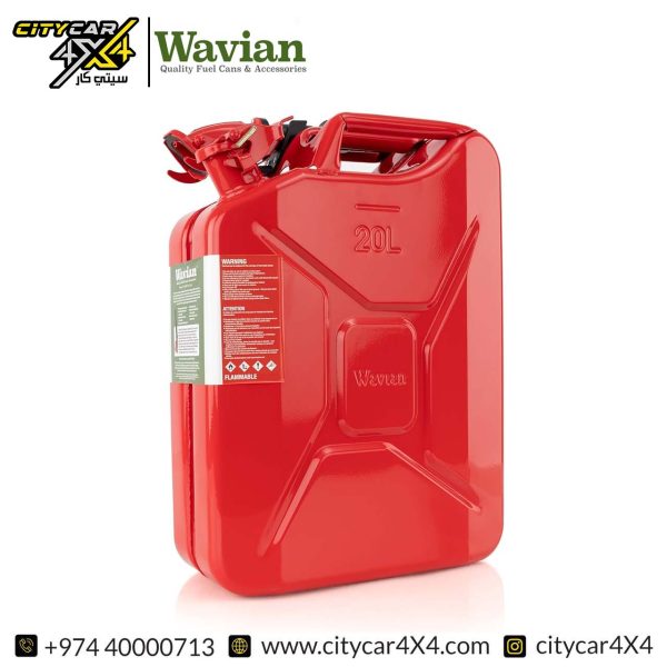 WAVIAN 20 Liter Steel Jerry Can With Holder - (Red)